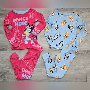 Bluey Girls Size 4 Pajamas Set Pink Blue Longsleeve Bingo